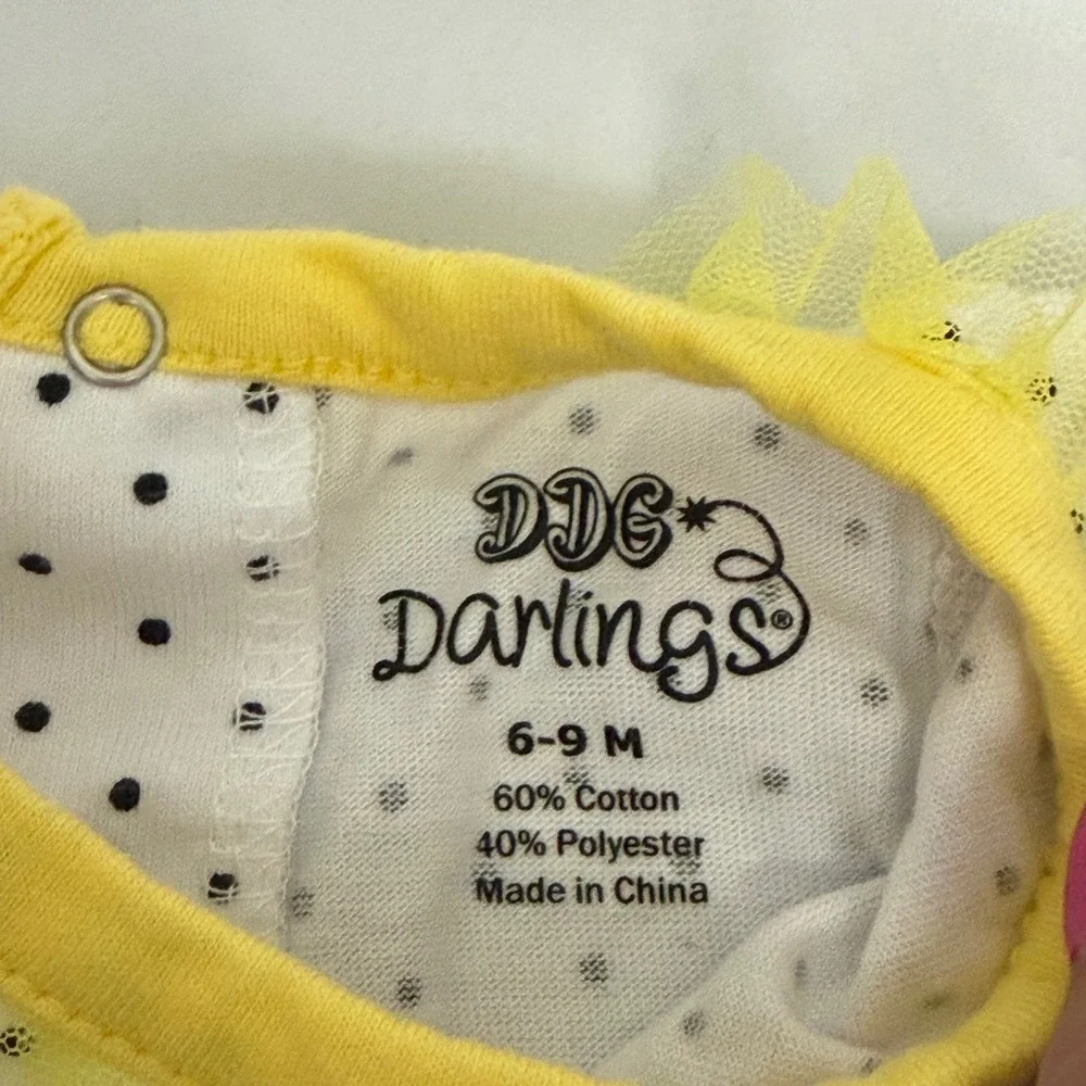 Garanimals DDG Darlings Baby Girl 6-9M Floral Bodysuit Bee Polka Dot Top Lot 2pc